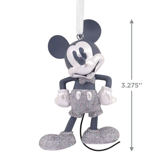 Hallmark Disney 100 Mickey Mouse Silver Sparkle Glitter Christmas Ornaments - Picture 10 of 11